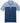 Front view of Aegean Blue Wachusett Mountain performance polo with light and medium blue color-block design, three-button placket, and white mountain logo on the sleeve
