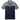 Front view of River Blue Wachusett Mountain performance polo with two-tone dark navy and gray color-block design, featuring white mountain logo on the sleeve