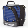 Athalon Junior Triathlon Boot Bag in navy blue with black and gray details: ventilated compartments, ergonomic top handle, and backpack straps designed for young skiers and snowboarders