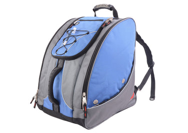 Athalon Everything Boot Bag Glacier Blue: water-resistant ski boot backpack with air vents and ergonomic rubber top handle