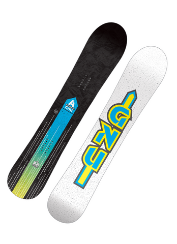 GNU Antigravity snowboard 2024 featuring black and green gradient topsheet with blue accents and speckled white base, engineered for versatile all-mountain performance and smooth, stable carving across conditions