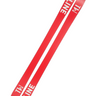 LINE Tom Wallisch Pro Skis 2023: vibrant red ski base with bold white LINE and TW logo, designed for speed and durability in freestyle skiing
