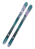 Nordica Santa Ana 88 Women’s Skis 2023: elegant all-mountain skis with teal and lavender topsheet design featuring snowy mountain landscape for versatile performance on groomers and powder