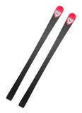 Base view of Rossignol Hero Athlete GS 2023 skis showing sleek black race base with Rossignol red logo at tips, built for speed, stability, and smooth glide on icy or groomed GS courses