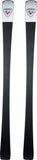 Base view of Rossignol Forza 60 V-Ti skis featuring sleek black construction and Rossignol heritage logo. Optimized for smooth glide and maximum edge grip on-piste