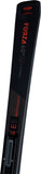 Angled close-up of the Rossignol Forza 60 V-Ti ski tips showing reinforced metal edges and textured design. Built for advanced skiers who demand stability and power on icy or hard-packed runs