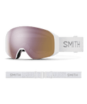 Smith 4D MAG S White Chunky Knit Snow Goggles with ChromaPop Rose lens: stylish white knit strap and soft rose-tinted lens designed for smaller faces. Offers crisp vision, anti-fog protection, and superior comfort for all-day performance on the slopes