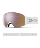 Smith 4D MAG S White Chunky Knit Snow Goggles with ChromaPop Rose lens: stylish white knit strap and soft rose-tinted lens designed for smaller faces. Offers crisp vision, anti-fog protection, and superior comfort for all-day performance on the slopes