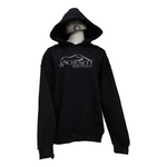 Adult mannequin with a black hoodie that has a Wachusett Mountain logo in the middle of the chest